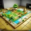 Placeholder: 165 degree planting plan un profesional boardgame set design for a reality game with food service as from kitchen to food Lab with name "165 degree planting plan" with pixar animated background., product, 3d render, typography, illustration