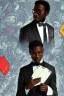 Placeholder: Dashing black man in a suit, holding a deck of cards. There's a young fey dragon with him.