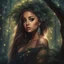 Placeholder: Painting of a beautiful girl, beautiful, pretty face, young girl, fantasy art, Ariana Grande's face, dream, trees, forest, dark night, song, glitters background, fantasy