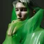 Placeholder: wearing a green translucent cloth