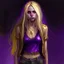 Placeholder: A girl with a purple gold hue around them with small bits of purple gold on their skin. They have long, dirty blonde hair and wear a tank-top with a jacket around their waist and jeans. They wear boots and have violate eyes.