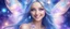 Placeholder: in the middle of the image there is a beautiful bright fairy cosmic women with cosmic long straight hair, crystal jewel and dressed with a magic crystal suit. she has light make up and a sweety smile. she has a magic bright ray over the head