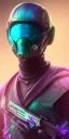 Placeholder: purple galaxy masked super villain, weapons in hands, teal and purple smoke, full portrait, hyper realistic, 4k