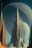 Placeholder: Cathedral on an alien planet; style of Chesely Bonestell.