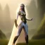 Placeholder: beautiful elf woman, Emilie de Ravin, photorealistic hazel iris, wearing long cape over simple dress, uhd, ambient lighting, 4k, dark background