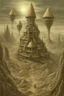 Placeholder: a landscape full of eerie biomechanoid trypophobic-mandelbulb-sierpinski-fractal-buildings. lovecraftian concept art in the style of Alan lee beksinski giger