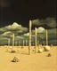 Placeholder: Strange spindle-shaped objects of various shapes, scattered over an arid wasteland, clouds, night, odd structures, Max Ernst, Audubon, Amano, Walton Ford, Yves Tanguy, polaroid, 8k, 3d, 33mm photography, well defined