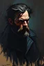 Placeholder: Beautiful Impressionist painting of a dark dramatic character, Fusion between Jeremy Mann and Marta Dahlig and Daniel F Gerhartz, Annie Leibovitz, Long shot –v 4