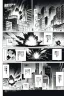 Placeholder: explosion in city, manga page, greyscale