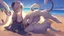 Placeholder: Highly detailed medium shot of a spider, sand, hot, cute, fuzzy legs, tail, sun