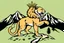 Placeholder: a mountain lion in a royal lion position like on flags or crests, vector