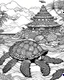 Placeholder: coloring pages for kids, Pacific island shaped Japanese ink painting, paradise, sea turtles , Art drawing .super detailed, low detail, black and white, no shading, --ar 85:110