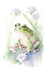 Placeholder: Watercolor cute frog with flowers in pastel soft colors