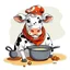 Placeholder: Cow in cooking clothesAttractive background