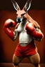 Placeholder: muscley big red agressive kangaroo with mma gloves