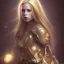 Placeholder: perfect face avril lavigne, yellow eyes,dress armor valkirye, golden, spiritual energy around particle fog, cloud, smoke,