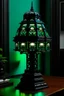 Placeholder: gaming table lamp inspired by palace, modern design, black and green color