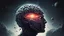 Placeholder: defective brain visible of space soldier head in a dark journey