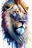 Placeholder: "lion", clean design, art station, splash of colorful paint, contour, ((solid white background)), looking into camera, hyperdetailed intricately detailed, unreal engine, fantastical, cinema lighting, intricate detail, splash screen, complementary colors, fantasy concept art, 8k resolution, DeviantArt masterpiece, watercolor, paint dripping