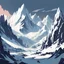 Placeholder: The snow swept mountains of Wrothgar filled with beauty and danger and ice wraiths!, in flat graphic art style