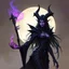 Placeholder: drow elf woman, sorceress, enchantress, dark hair, purple skin, demonic, digital art, dark fantasy, realism, stylised