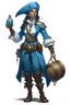 Placeholder: young female blue skinned air genasi pirate cleric dnd