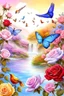 Placeholder: Trés belles roses, rainbows, beautiful colors gardens , flowers, cascades,Birds, butterfly