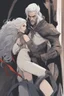 Placeholder: Strahd Von Zarovich with a woman with white hair