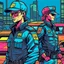 Placeholder: cyberpunk retro futuristic police for comics