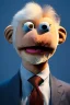 Placeholder: Waist up muppet Portrait, Vladimir Putin as muppet doll, blonde hair, Blue suit, photo studio, blue background, unreal engine 5, concept art, art station, god lights, ray tracing, RTX, lumen lighting, ultra detail, volumetric lighting, 3d.