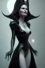 Placeholder: Geena Davis as evil queen in black leather gown, evil, busty, cleavage, curvy, angry, stern look. character design by cory loftis, fenghua zhong, ryohei hase, ismail inceoglu and ruan jia. unreal engine 5, artistic lighting, highly detailed, photorealistic, fantasy