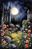 Placeholder: night, flowers, rocks, gothic, watercolor paintings