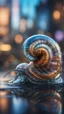 Placeholder: macrophoto of transparent murano glass snail in fountain in the style of giger, bokeh like f/0.8, tilt-shift lens 8k, high detail, smooth render, down-light, unreal engine, prize winning