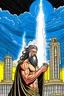 Placeholder: The Greek god Zeus builds a power plant with Nikola Tesla