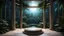 Placeholder: night landscape , meditation podium minimalistic corner. design wood, View from large bay windows throughout from the large bay windows extends through the jungle forest. night landscape. My With dreams. . the palace antic colonnades direct view in the midst in the jungle , galaxy, space, ethereal space, panorama. With the songs of dawn and the sadness of sleep Every leaf - that trembles in the embrace of the black My With