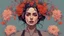 Placeholder: a digital painting of a woman with flowers in her hair, epic portrait illustration, in style of digital illustration, inspired by Kahlo, cyberpunk flowerpunk, queen of the dead, by Galen Dara, bagshaw art style, martin ansin artwork portrait, jen bartel, vector art style, beautiful female neuromancer, portrait of arya stark