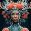 Placeholder: woman 3D rendering of an impressively detailed and complex hyper-realistic "coral": front view, colorful, antlers, rainforest, tribalism, detailed flowers, shamanism, cosmic fractals, dystopian, octane rendering, post-production 8k, dendritic, artstation: award-win : Professional Portrait: Atmospheric: Powerful: Fantastic: Clarity: 16k: Ultra Quality: Astounding: Brightness: Stunning Colors: Stunning Depth