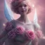 Placeholder: fairy, smiling, pink, green, beautiful, hyperrealism, masterpiece, expert, cinematic lighting, sharp focus, 8K, pastel, macro lens, woman, detailed, flower