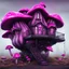 Placeholder: A funny floating mushroom house in space. neutral colors, black purple pink, Detailed gloss Painting, rich color, fantastical, intricate detail, splash screen, hyperdetailed, insane depth, concept art, 8k resolution, trending on Artstation, Unreal Engine 5, color depth, dynamic lighting, splash art, dramatic, masterpiece, excellent quality beautiful Imaginative, unique,