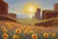 Placeholder: sunny day, planet in the sky, rocks, flowers, cliffs, sci-fi, friedrich eckenfelder and henry luyten impressionism paintings