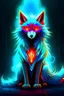 Placeholder: Super cool ghostly spiritual kitsune with menacing glowing eyes In a dark room. It sits alone staring straightly and deeply at us, it has a painted-anime style.