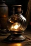 Placeholder: cinematic photo of a stunning OLD VINTAGE RARE NO.1 SUN RUSTIC IRON KEROSENE OIL LAMP /LANTERN OLD GLASS GLOBE