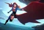 Placeholder: Supergirl smashing throught the hull of a sea ship.