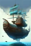 Placeholder: big flying ship medival looking like water ship spelljammer