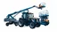 Placeholder: a generic Boom-lift(Left extended overhead), tractor(Middle) and scissor-lift(Right) on a white background. Smooth vector