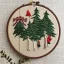 Placeholder: exquisite whimsical christmas forest in embroidery hoop, intricate, highly detailed, linen and wood backdrop