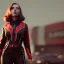 Placeholder: retro sci-fi portrait image from 1960, supermarket parking explosion, fire, classic black widow, young Scarlett Johansson, tight lycra suit, soft color, highly detailed, unreal engine 5, ray tracing, RTX, lumen lighting, ultra detail, volumetric lighting, 3d, finely drawn, high definition, high resolution.