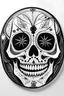 Placeholder: modern mexican black and white skull outline poster clock face printed on plywood
