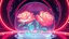 Placeholder: Futuristic hologram roses blooming inside neon glass dome