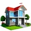 Placeholder: 3D modern futuristic house in cartoon Pixar style on white background, png, high resolution, highly detailed texture.